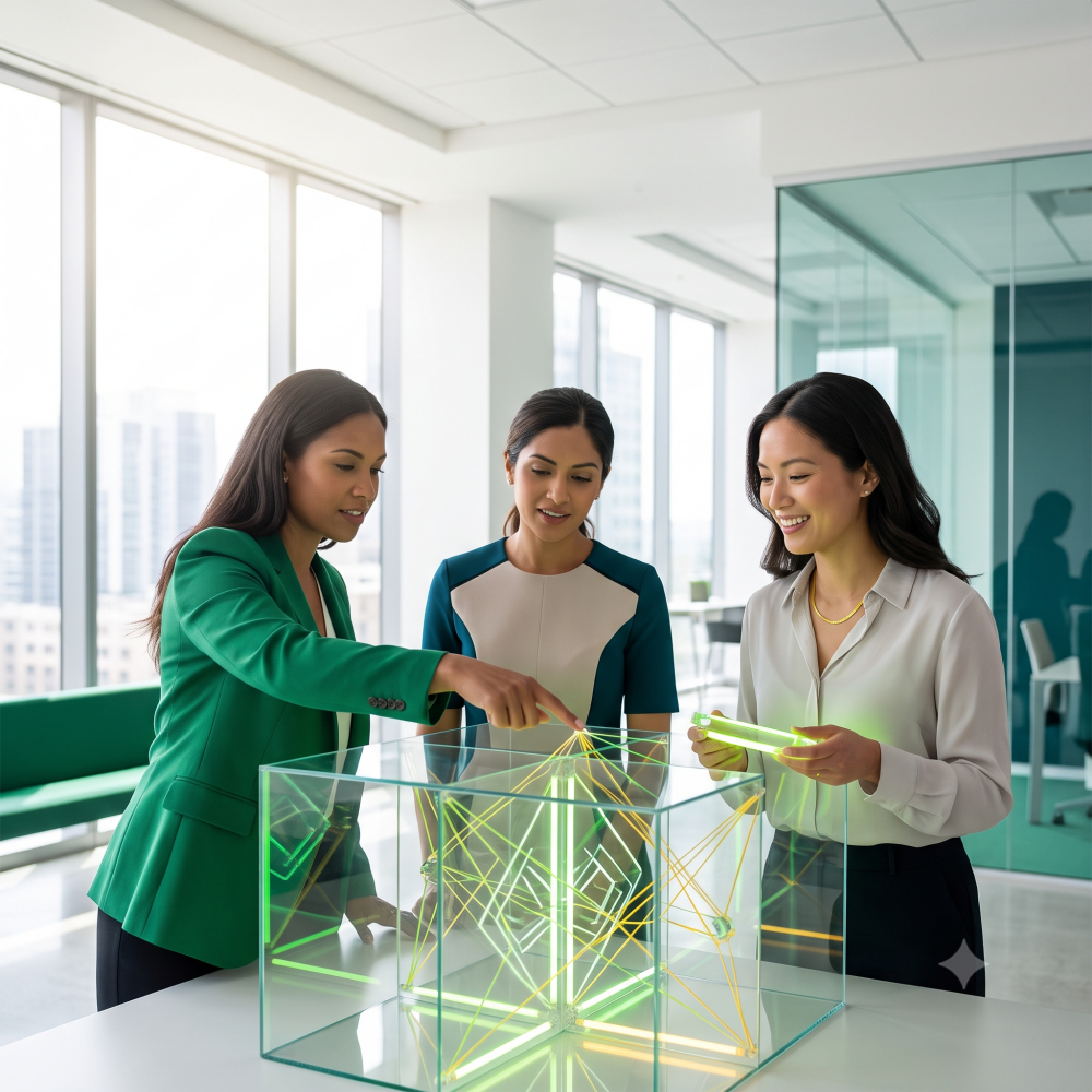 women in business showing flow and breaking down power and building trust